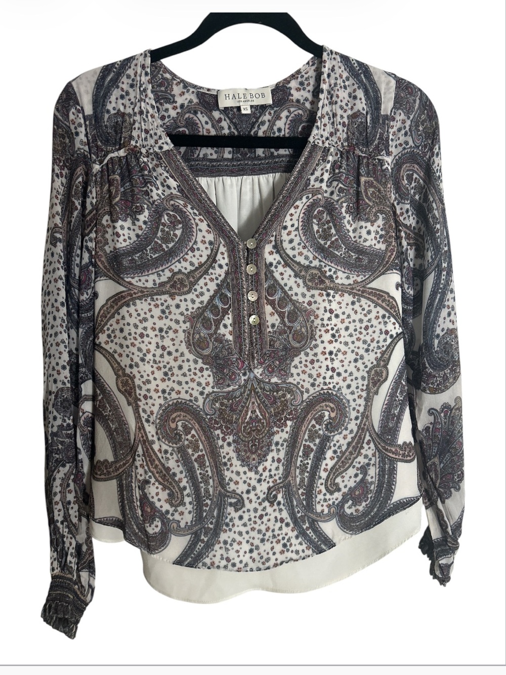 Hale Bob Paisley Print Long Sleeve Top Size XS